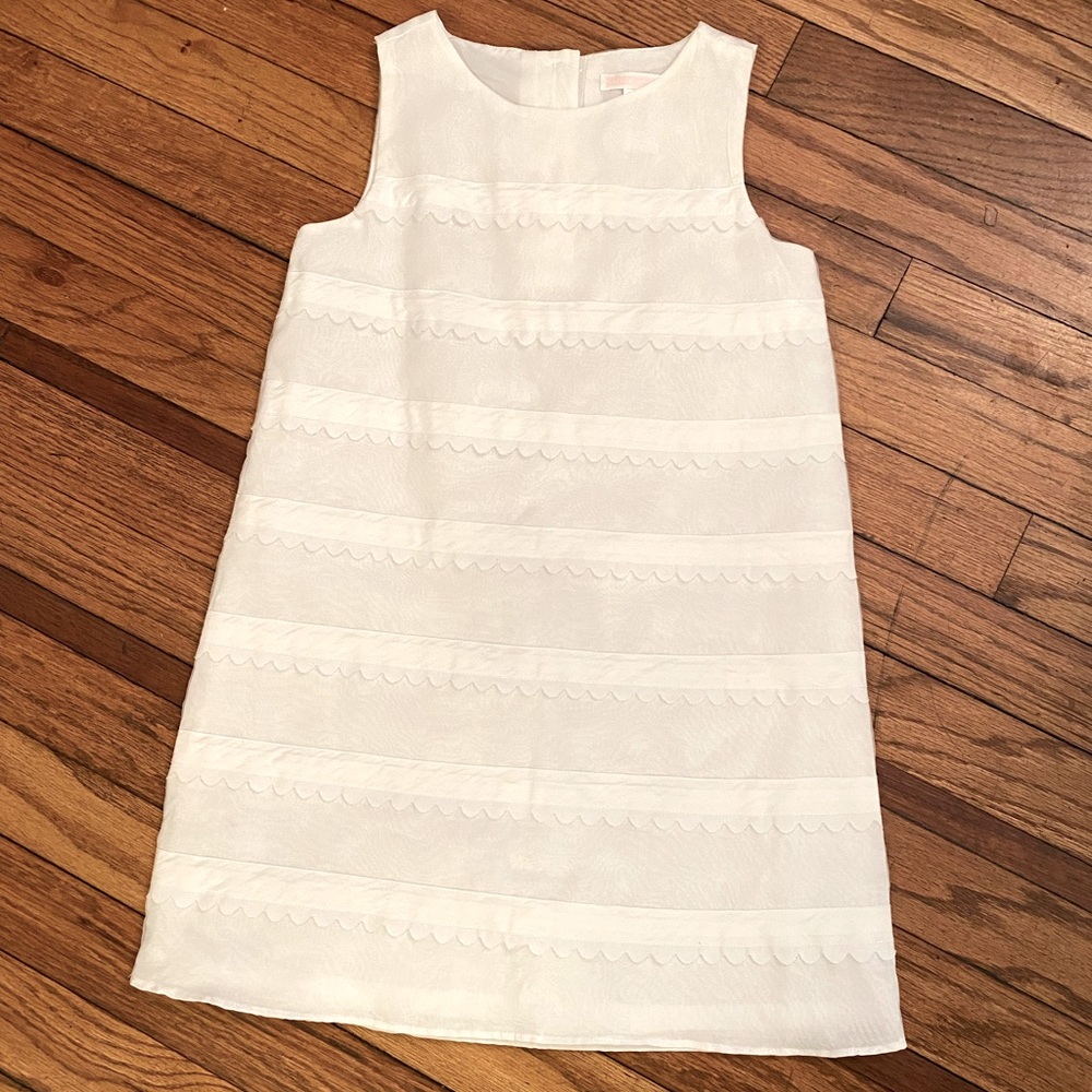 Janie and Jack little girls white shift dress size 6. Worn once.